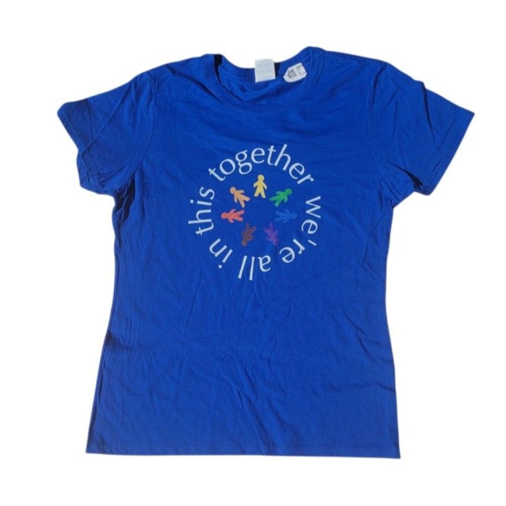 We're All In This Together Graphic Blue T-Shirt Women's Medium NEW